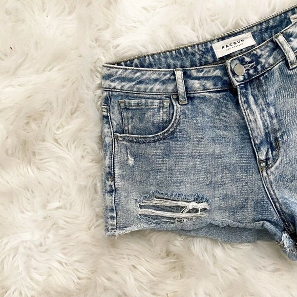 Pacsun light wash high rise festival short distres - Picture 2 of 6